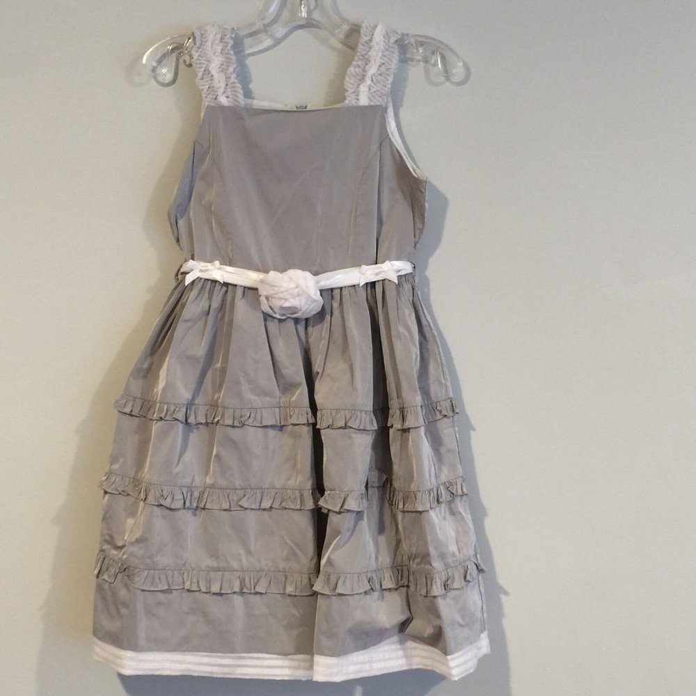 MONNALISA**Stunning Silver Taffeta Party Dress**Age 8 $417 NWT